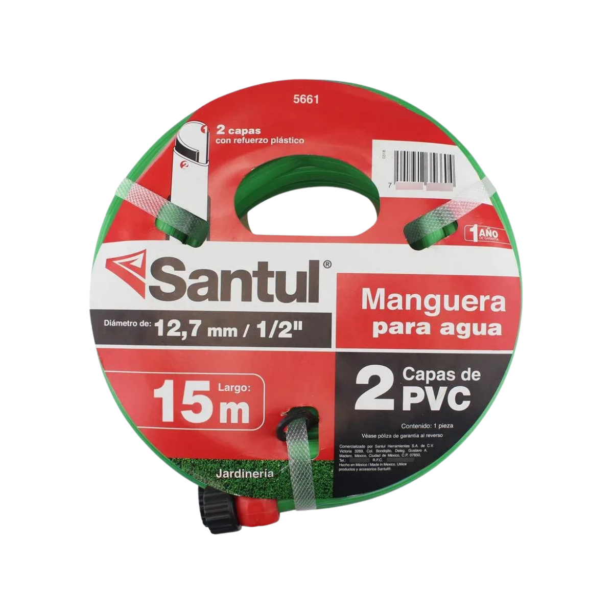 Manguera Jardín Santul 2 Capas Pvc 15m 1/2 Verde