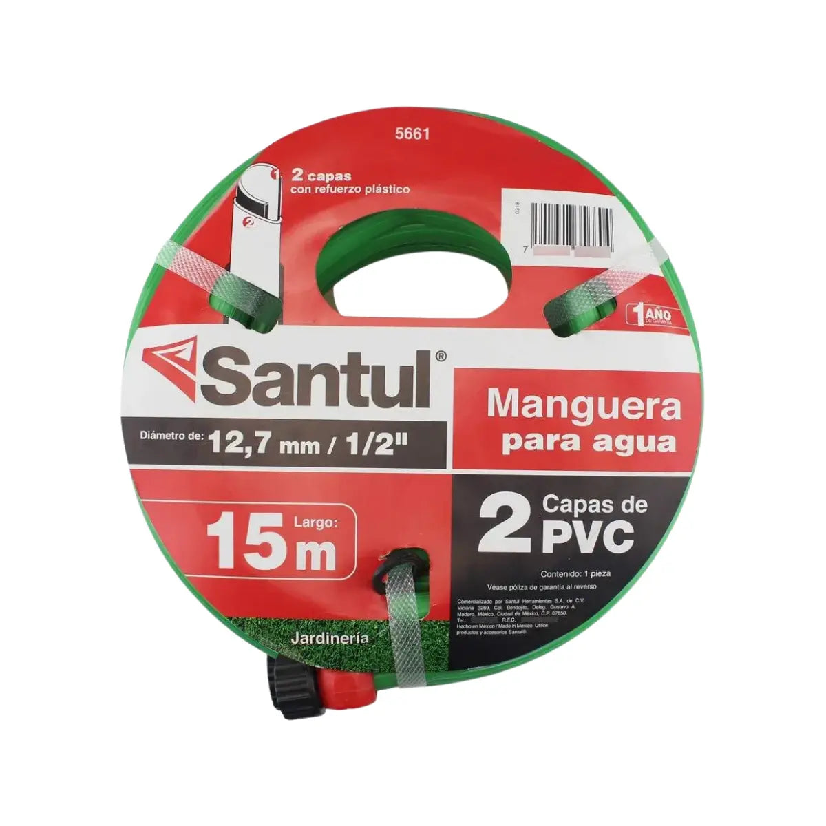 Manguera Jardín Santul 2 Capas Pvc 15m 1/2 Verde Santul