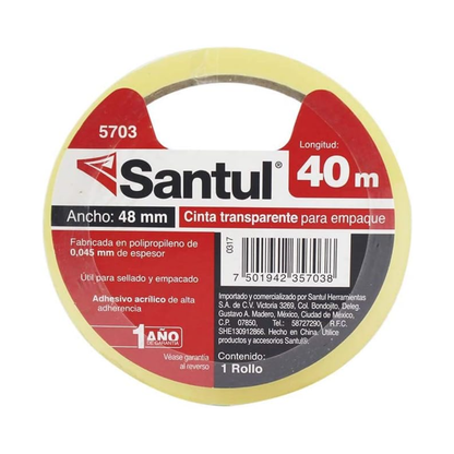 Cinta adhesiva transparente 48 mm x 40 m Santul