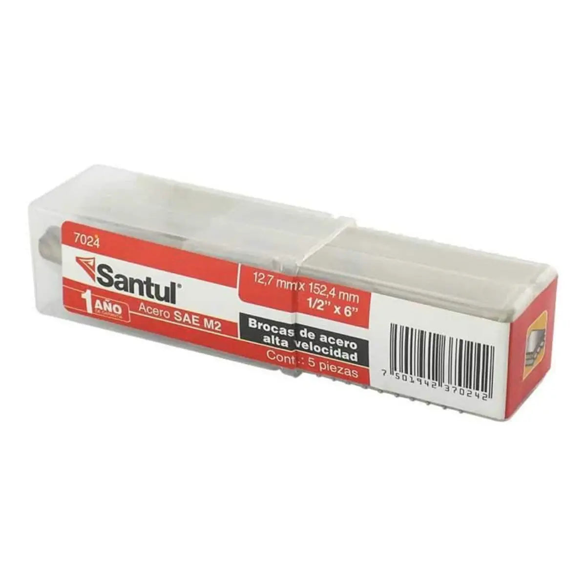 Broca 1/2 x 6 SAE M2 alta velocidad Empaque con 5 pzs - Santul