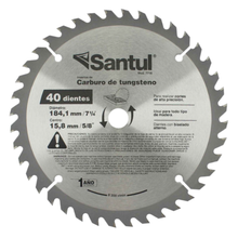 Disco de corte Sierra Circular P/Madera 40 Dientes, 7 1/4 Santul 7716