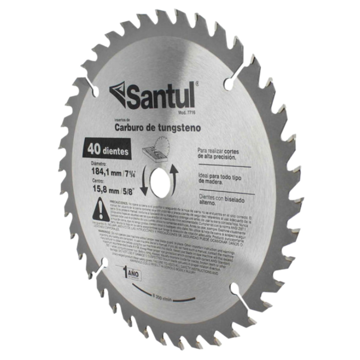 Sierra Circular P/Madera 40 Dientes, 7 1/4 Santul 7716