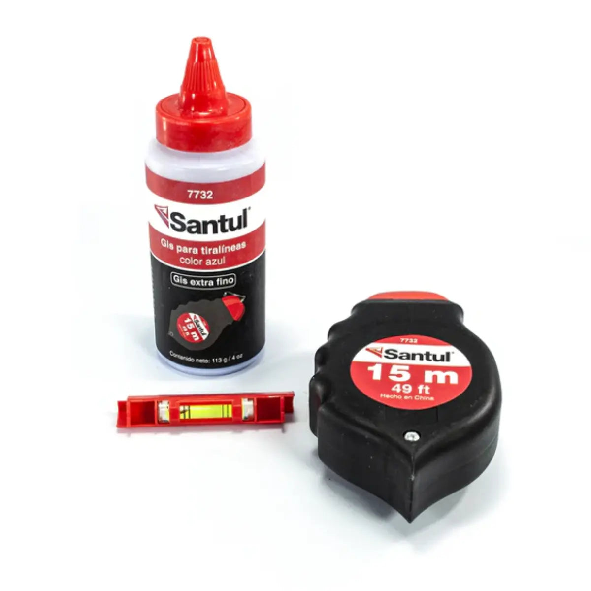 Tiralineas de Plastico 15m con Gis de Repuesto y Nivel Santul Santul