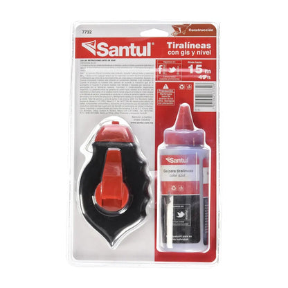 Tiralineas de Plastico 15m con Gis de Repuesto y Nivel Santul Santul