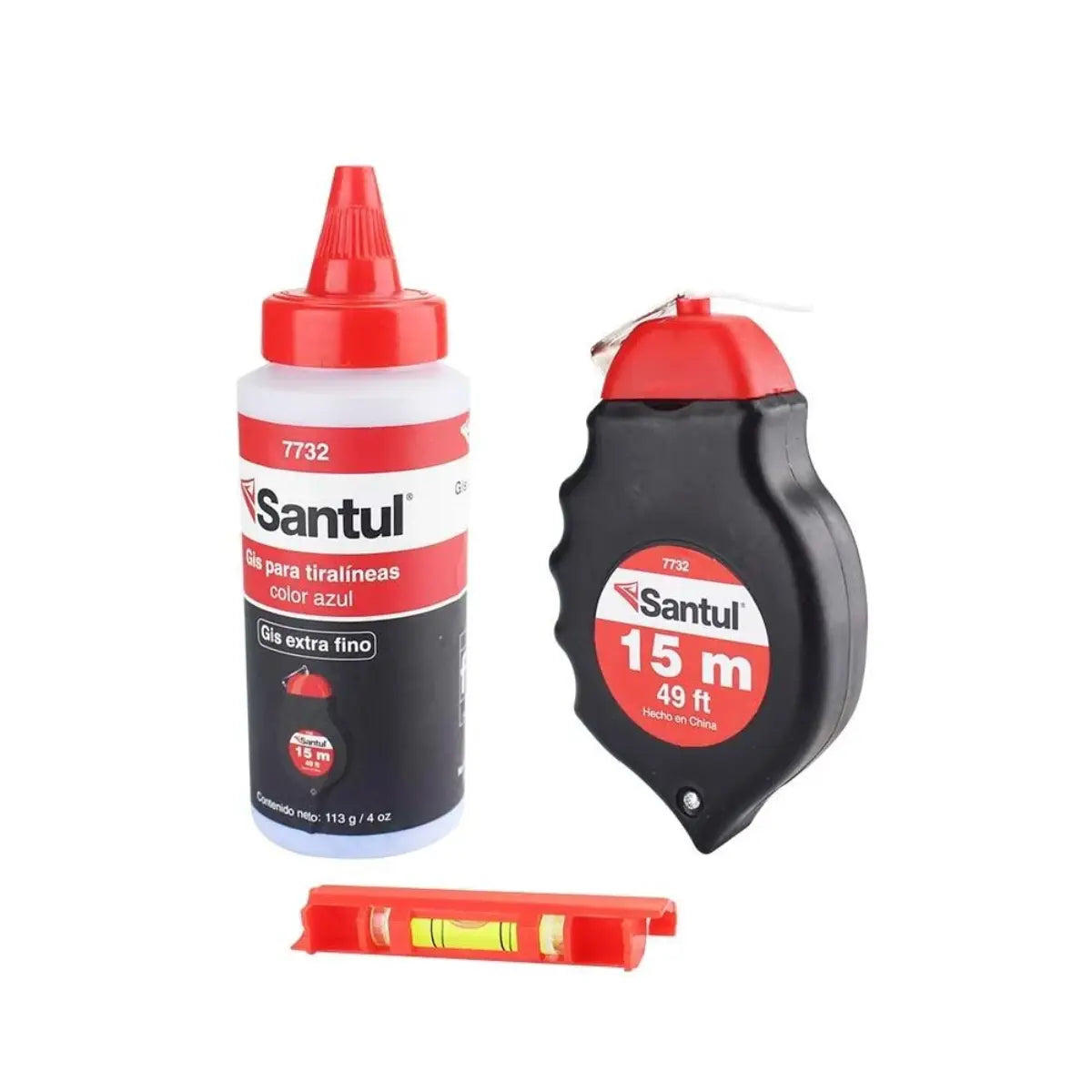 Tiralineas de Plastico 15m con Gis de Repuesto y Nivel Santul Santul