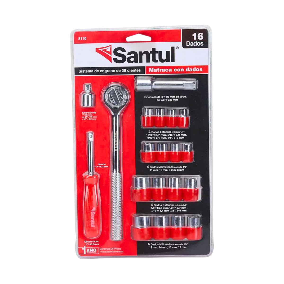 Juego Matraca 16 Dados Santul Estándar Milimétricos