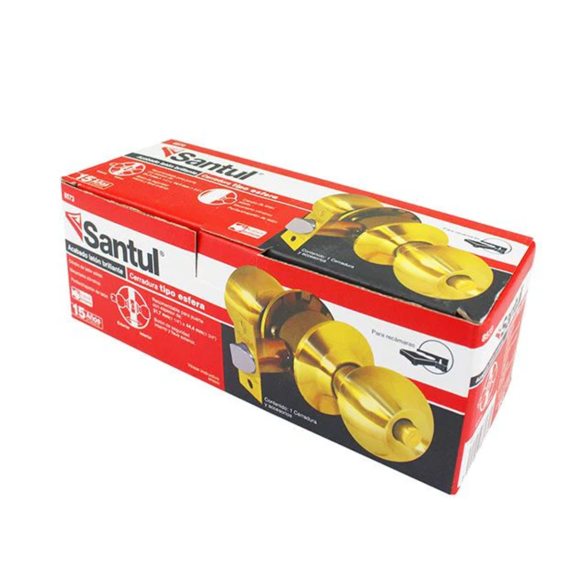 Cerradura de Pomo Tipo Esfera Laton Brillante Santul