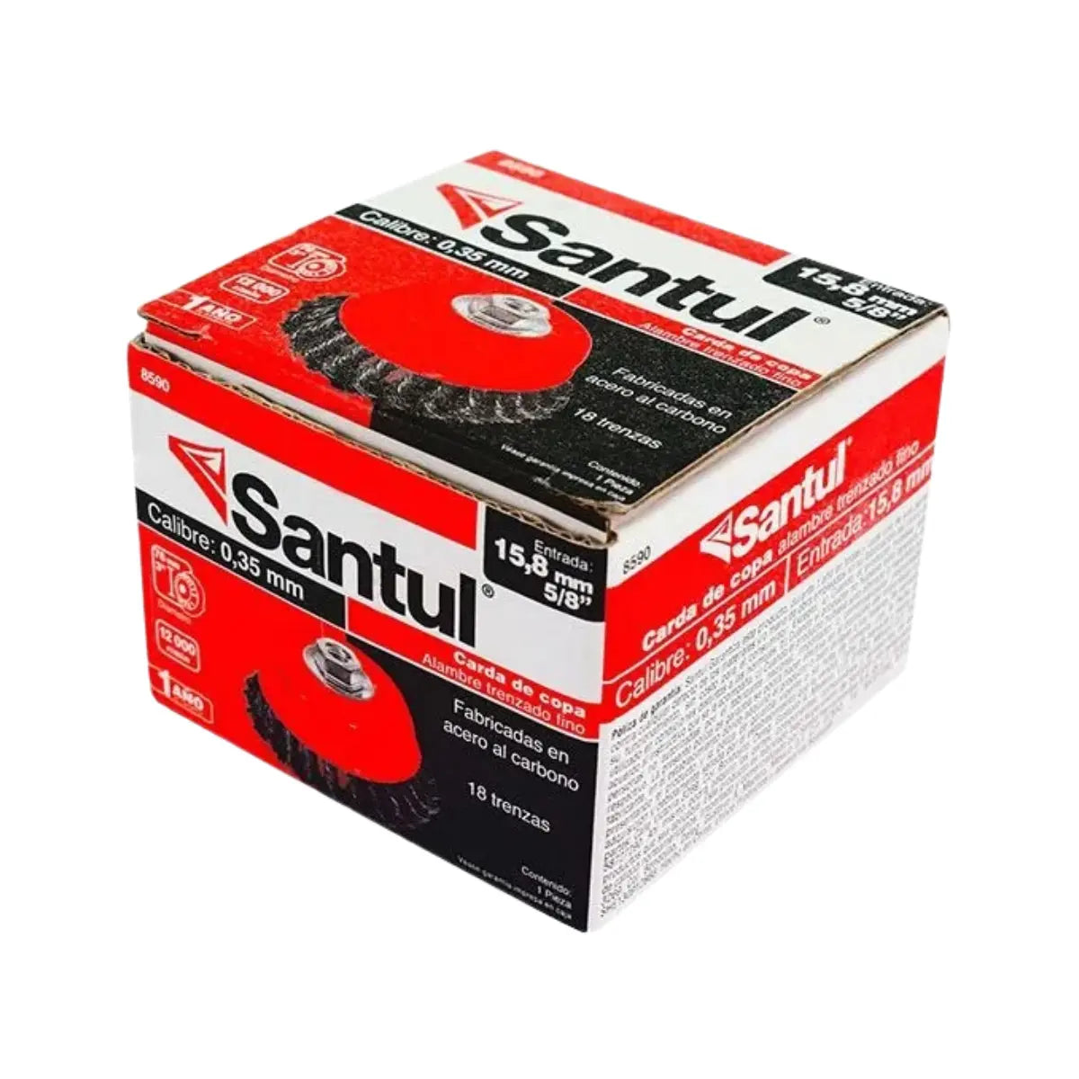 Carda Copa 3 Santul Esmeriladora Entrada 5/8 Alambre Trenzado - Santul - vista lateral