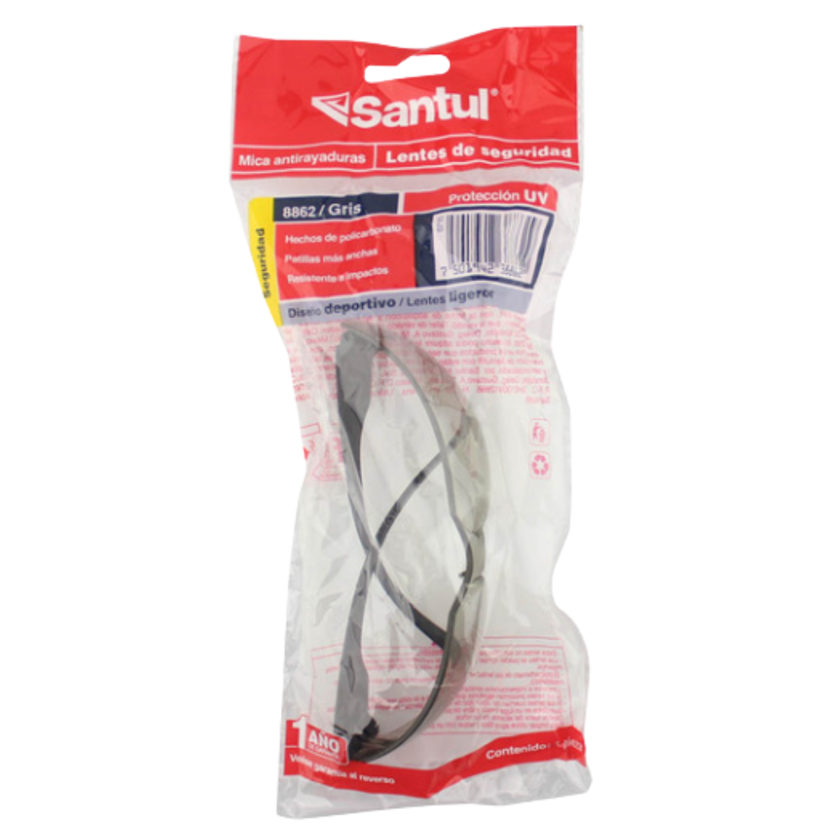 Lentes de Seguridad Gris Mica Antirrayaduras Santul 8862