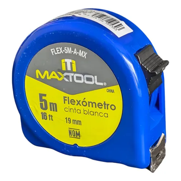 Flexometro de 5 mts en tarjeta de 6 pzs Maxtool