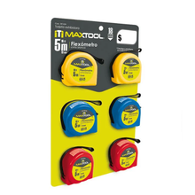 Flexometro de 5 mts en tarjeta de 6 pzs Maxtool