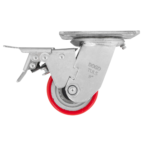 Rodaja fierro PU rojo gira / freno 3" Dogotuls