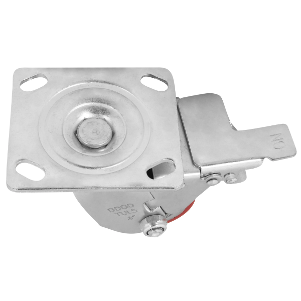 Rodaja fierro PU rojo gira / freno 3" Dogotuls