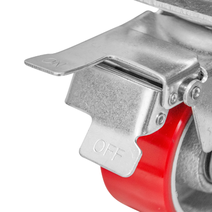 Rodaja fierro PU rojo gira / freno 3" Dogotuls