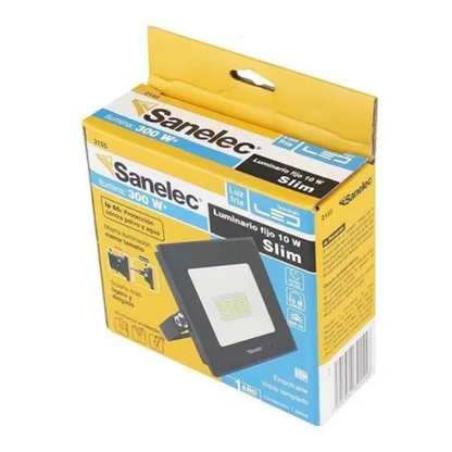 Reflector Fijo Sanelec 2155 10w Luz Fría Carcasa Negra Negro