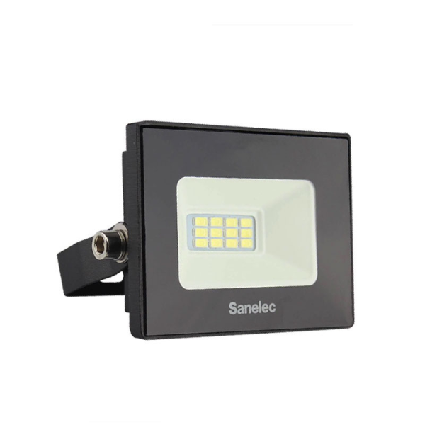 Reflector Fijo Sanelec 2155 10w Luz Fría Carcasa Negra Negro