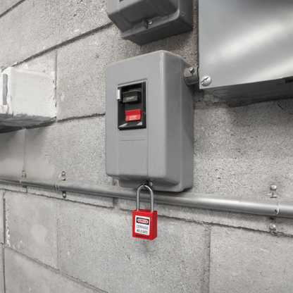 Candado plástico bloqueo rojo 38x44 acero Dogotuls