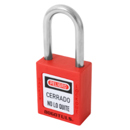 Candado plástico bloqueo rojo 38x44 acero Dogotuls