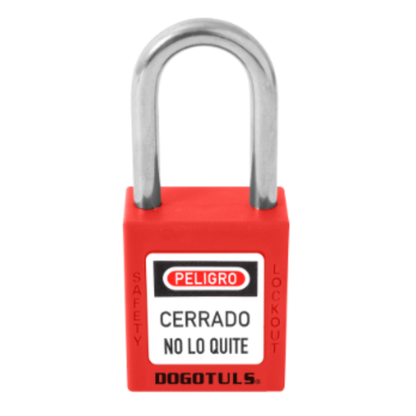 Candado plástico bloqueo rojo 38x44 acero Dogotuls