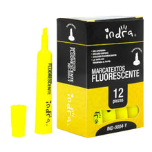 Caja 12 Marcatextos Fluorescente IND-0004-Y Color Amarillo