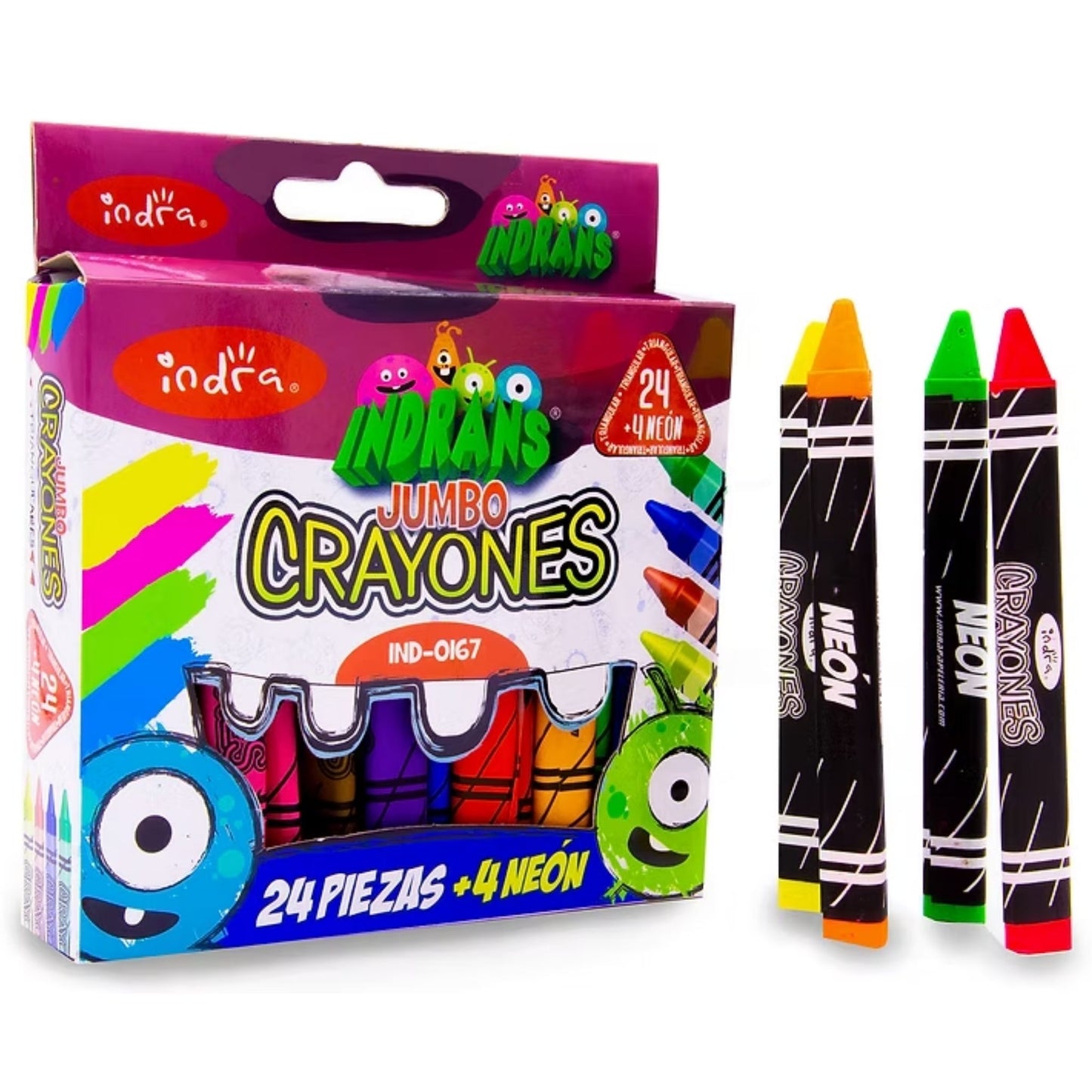 Set 24+4 Crayon Jumbo Triangular Indra IND-0167 Cera