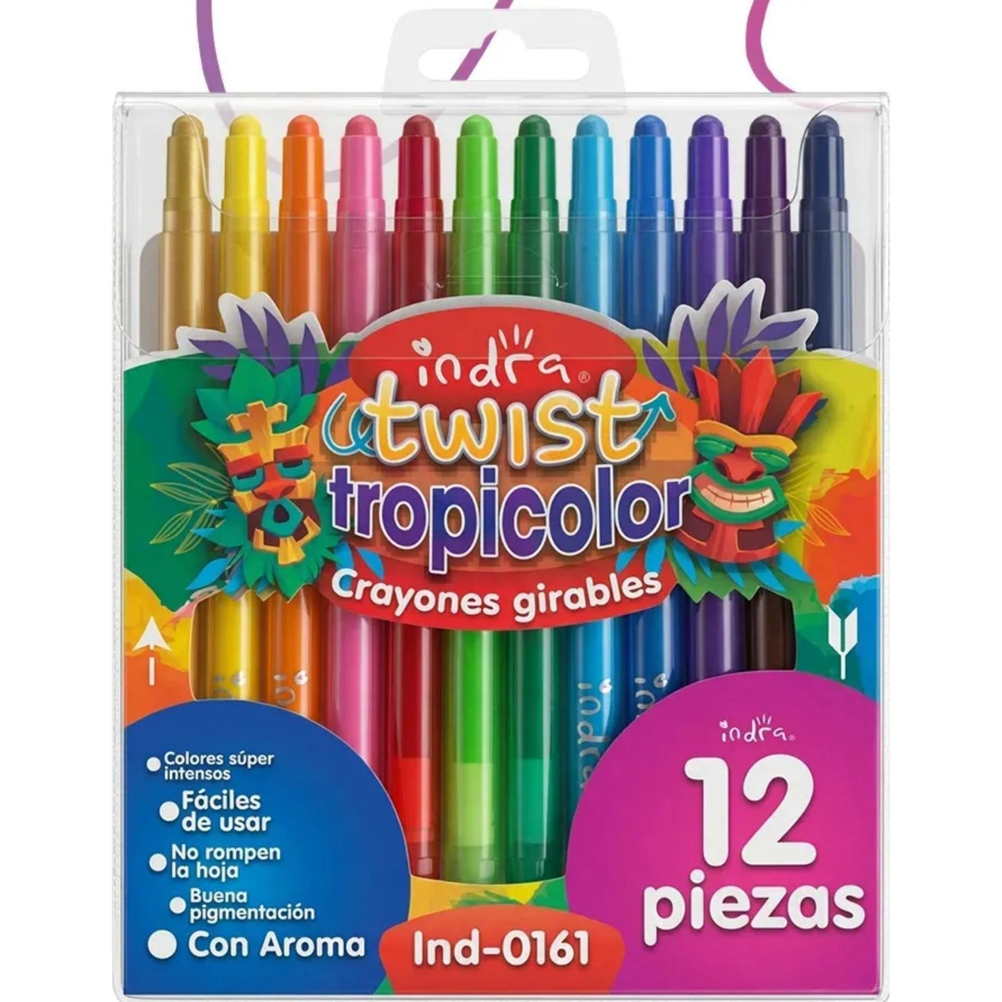 12pz Crayon Escolar Girables Indra Twist Con Aroma Diferentes Colores