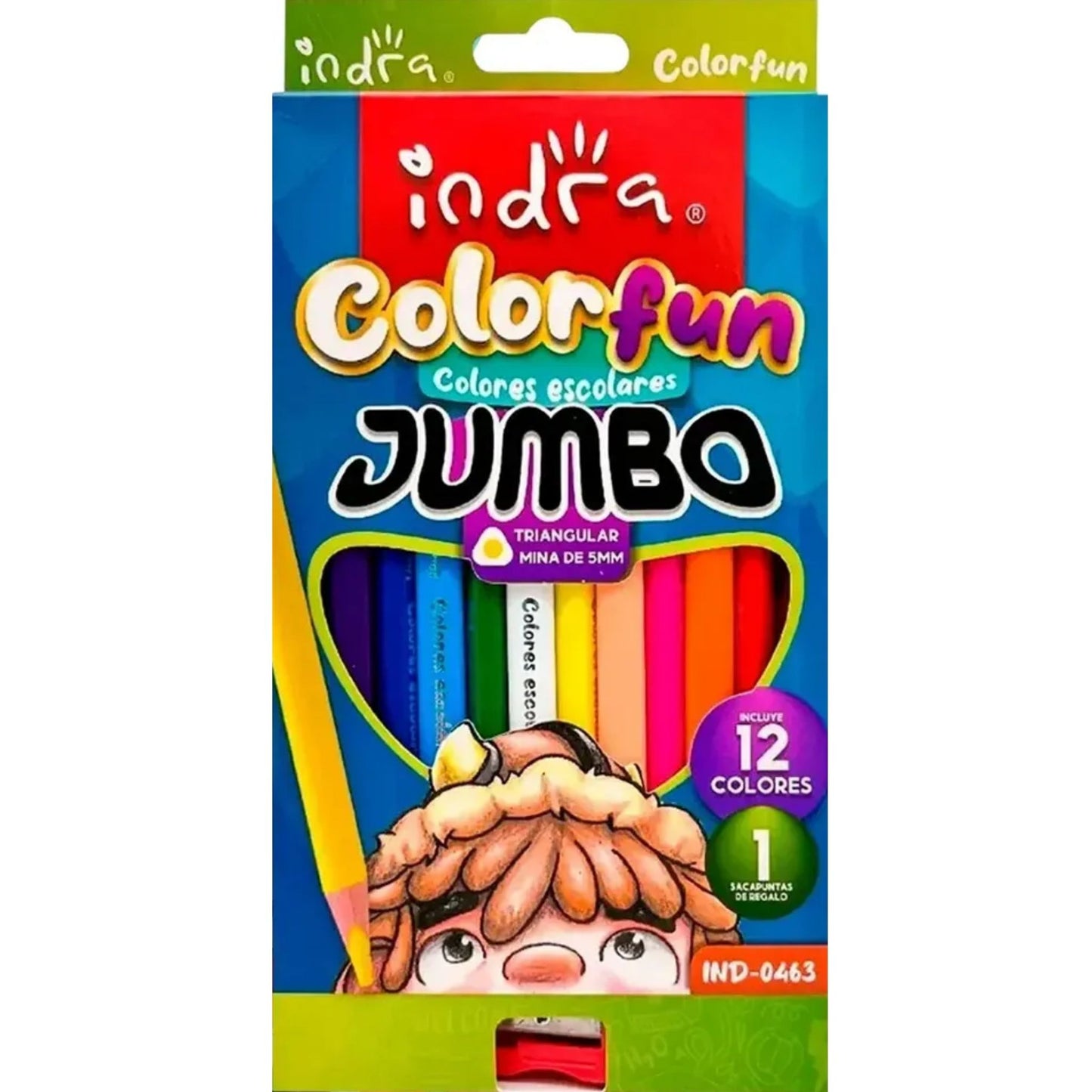 Lapices Colores Color Fun Indra 12 pzas Triangular Jumbo IND-0463