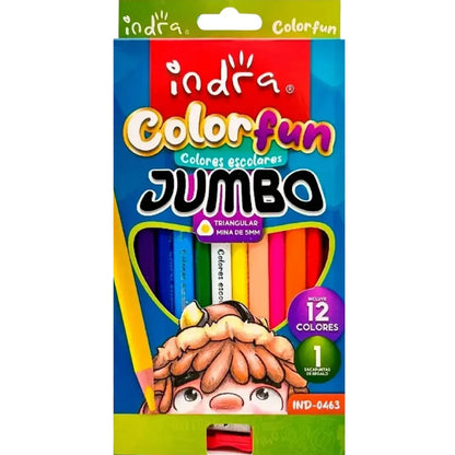 Lapices Colores Color Fun Indra 12 pzas Triangular Jumbo IND-0463