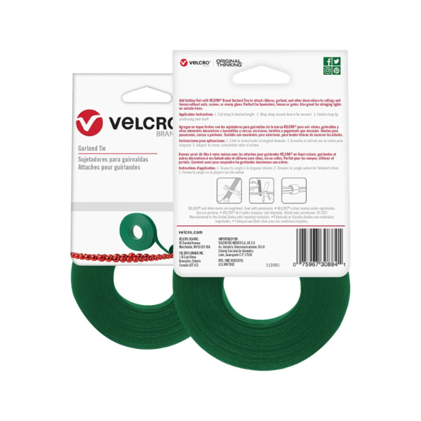 Cinta VELCRO® color Verde - Rollo de 9.1 m x 1.3 cm Decoración y Organización