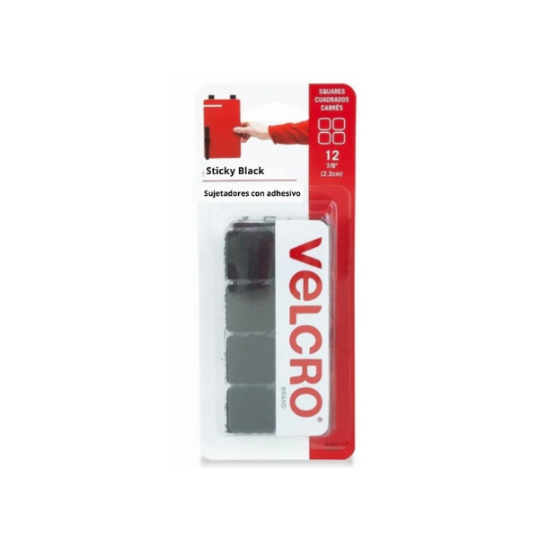 12 Cintas Adhesivas VELCRO® Sujetadores Cuadros organizador Adherible Negro