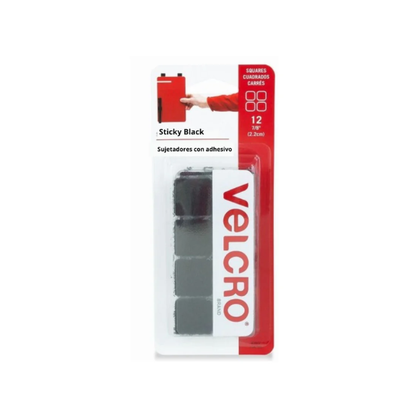 12 Cintas Adhesivas VELCRO® Sujetadores Cuadros organizador Adherible Negro