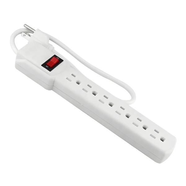 Multicontacto blanco 6 entradas c/luz indicadora