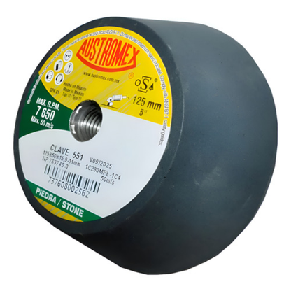 8pzs Copa abrasiva Shellac de 125 x 50 x 15.9-11 mm para pulido grano 280 AUSTROMEX