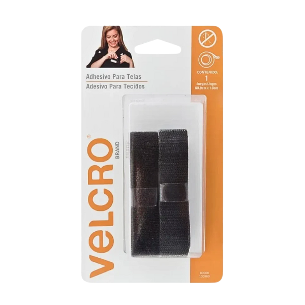 Cinta Sujetadora Tira Negra Velcro para ropa 60 x 1.9 cm