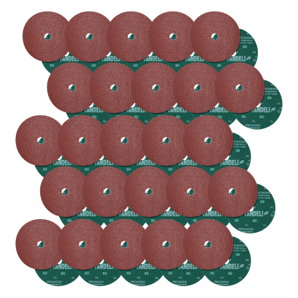 25 piezas Disco de Fibra Fandeli G-88 Plus Grano 080, 7" x 7/8"