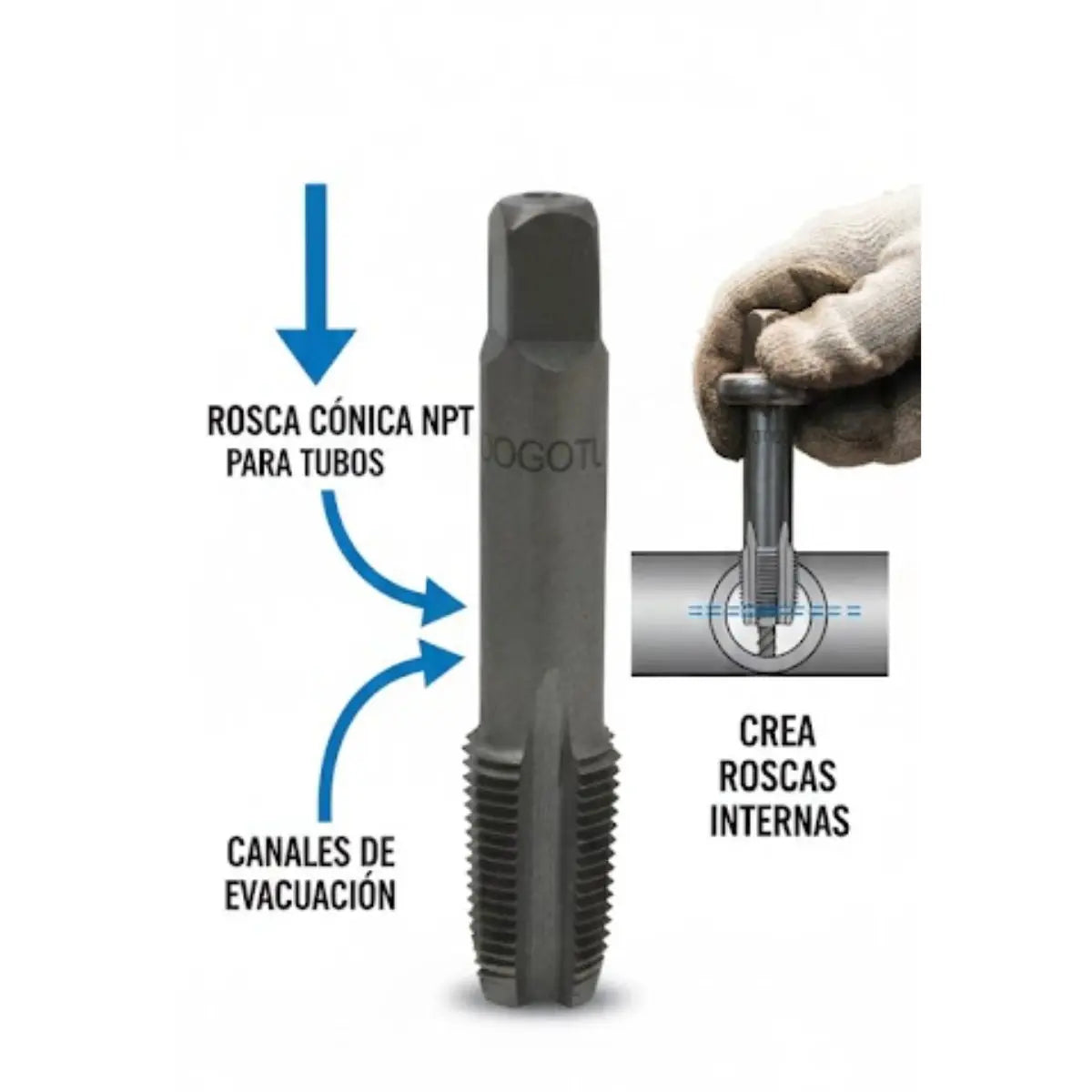 Machuelo Tubo NPT Dogotuls 1/4"-18 AAC Inner 10pz - Dogotuls - vista lateral