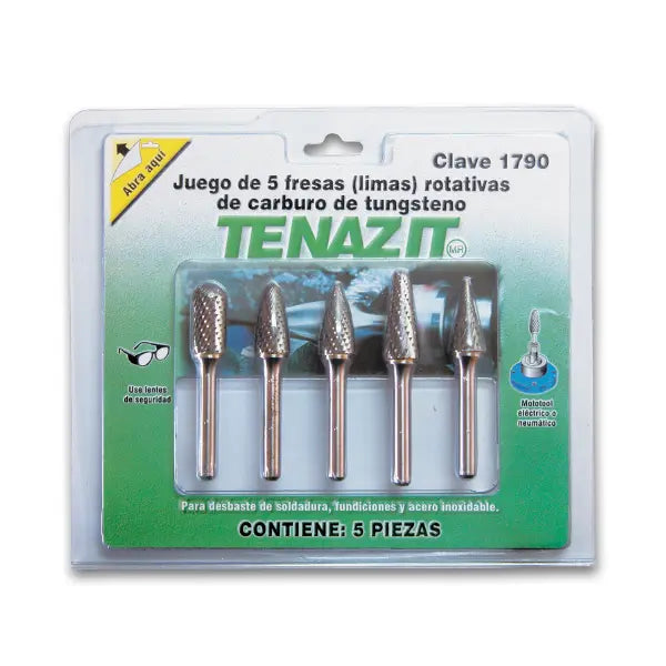 Juego de 5 Limas de Carburo de Tungsteno Tenazit para Desbarbado y Desbaste Tenazit
