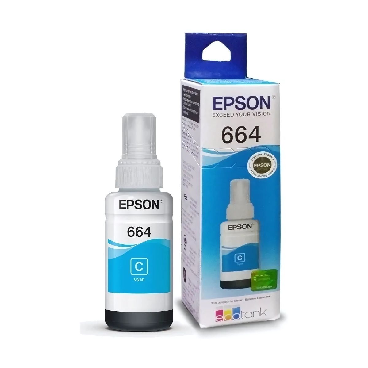 Tinta Para Impresora Epson T664 Color Cian De 70 Ml