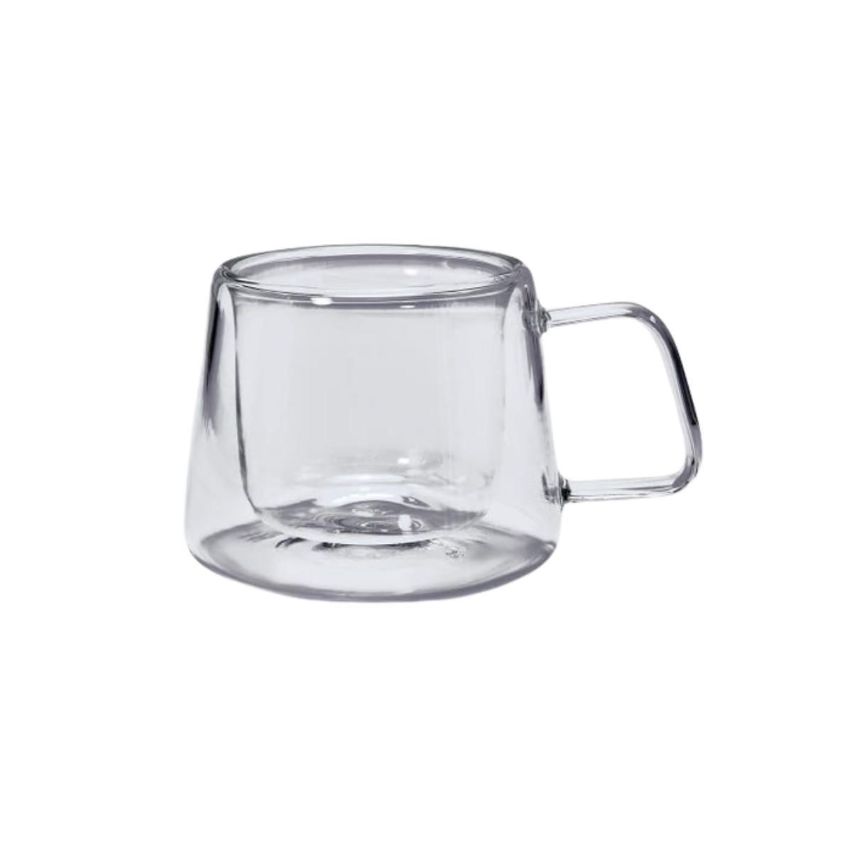 Taza Vidrio Doble Pared 6oz Asa Termico Fondo Curvo