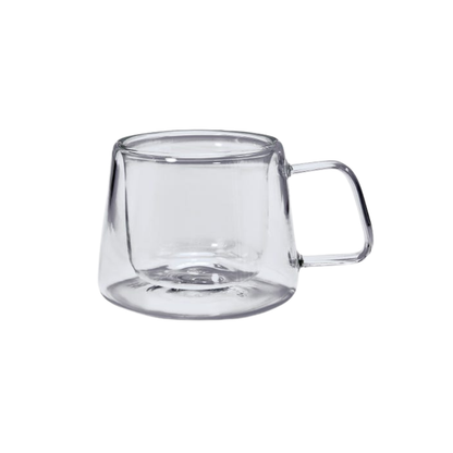 Taza Vidrio Doble Pared 6oz Asa Termico Fondo Curvo Promoopcion