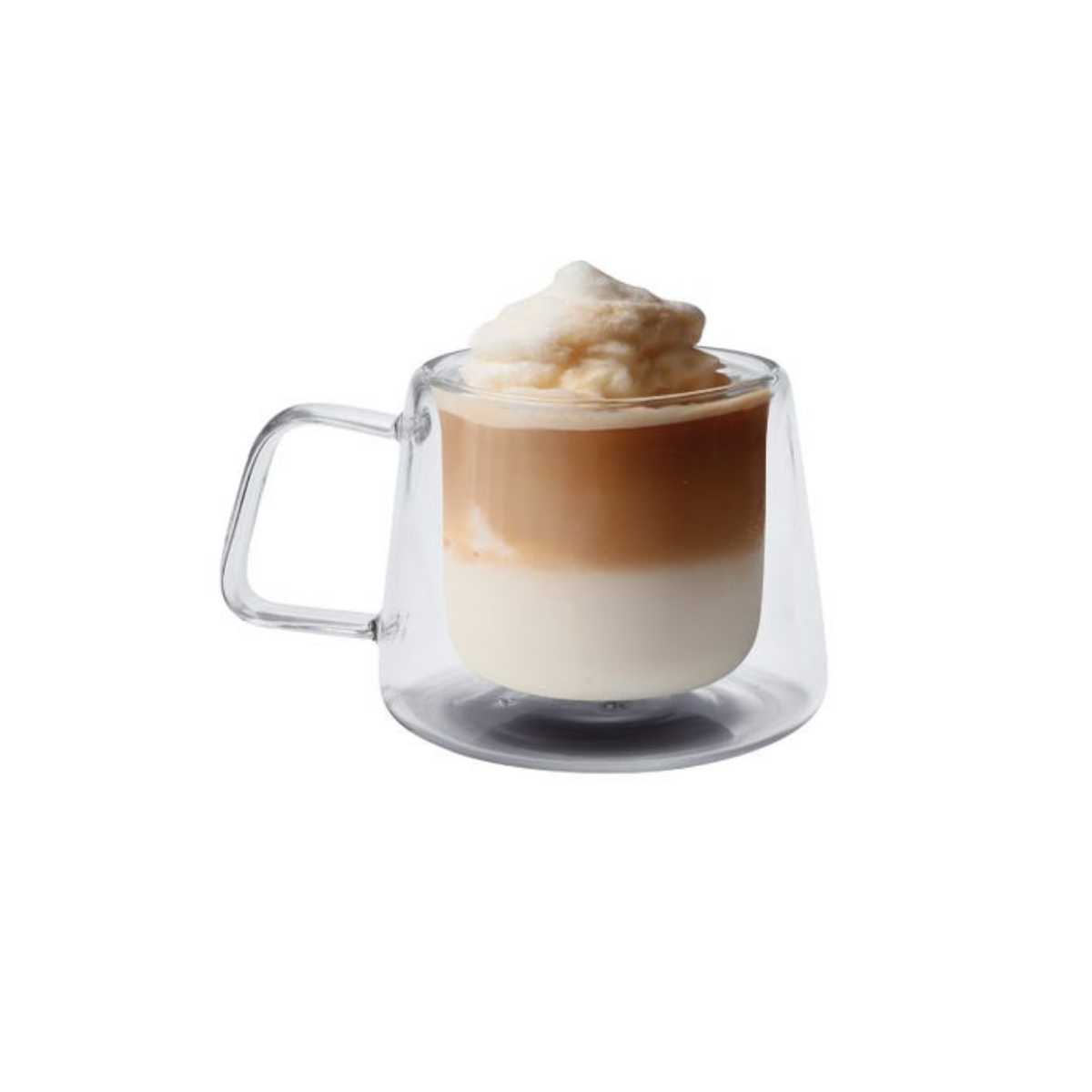 Taza Vidrio Doble Pared 6oz Asa Termico Fondo Curvo