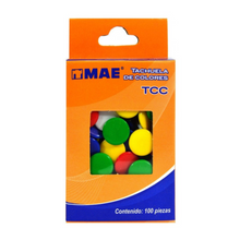 100 Tachuelas Cabeza Plana Mae Colores Surtidos Chinchetas