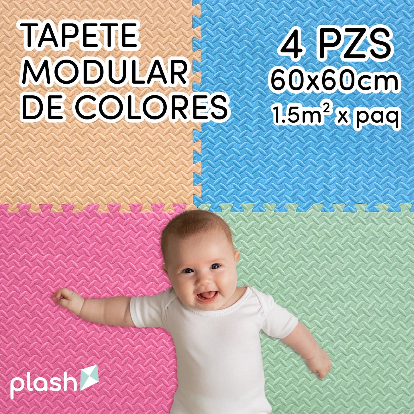 Set 4 Tapetes De Foamy Azul Rosa Verde Pastel Blanco - Coveme