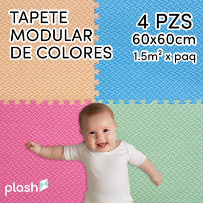 Set 4 Tapetes De Foamy Azul Rosa Verde Pastel Blanco - Coveme