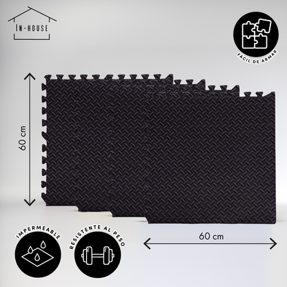 Set 4 Tapetes De Foamy Negro Gym - Marchante MX