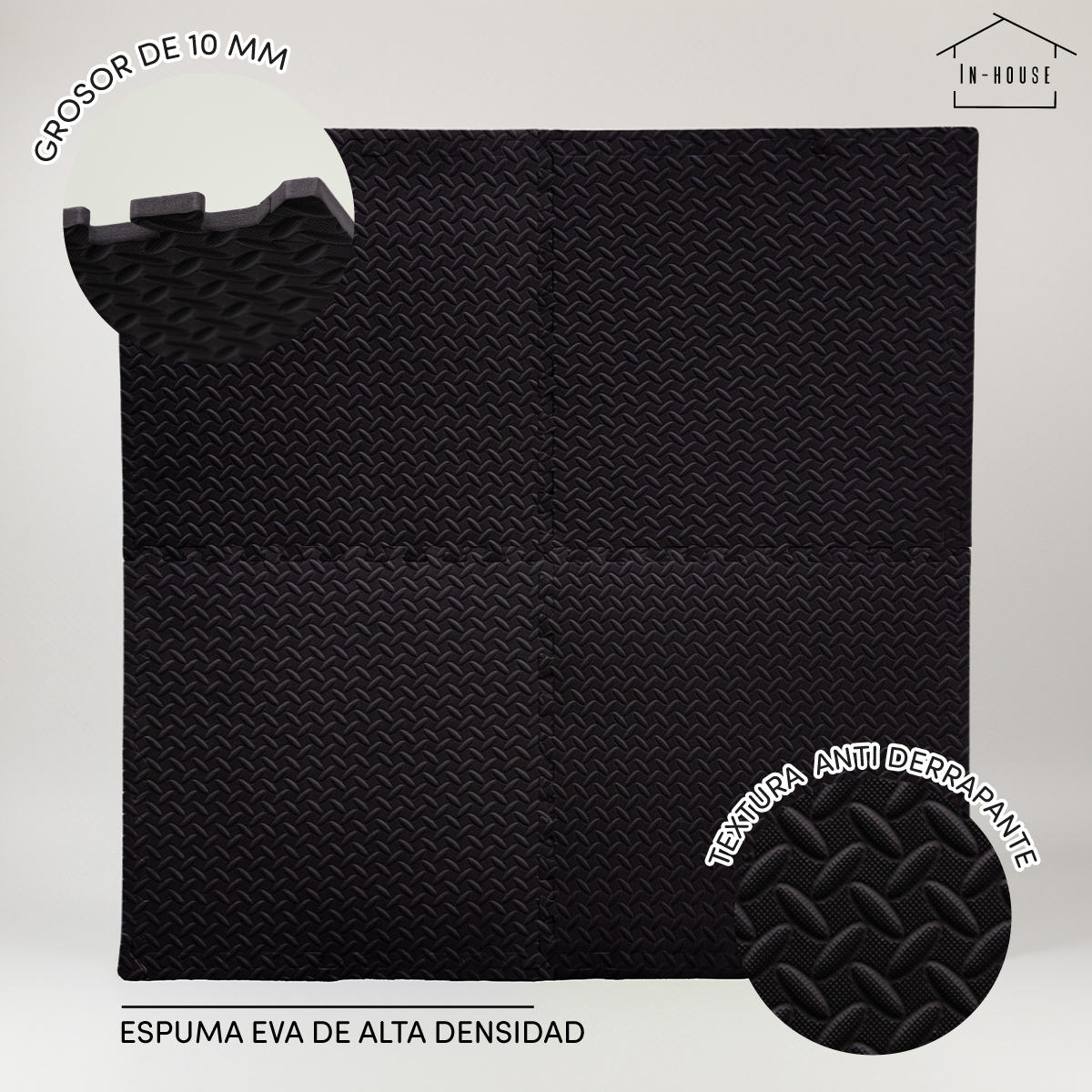 Set 4 Tapetes De Foamy Negro Gym - Marchante MX