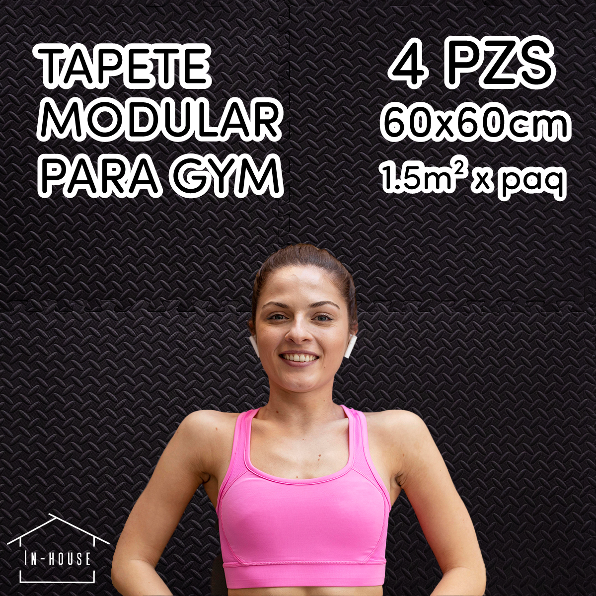 Set 4 Tapetes De Foamy Negro Gym