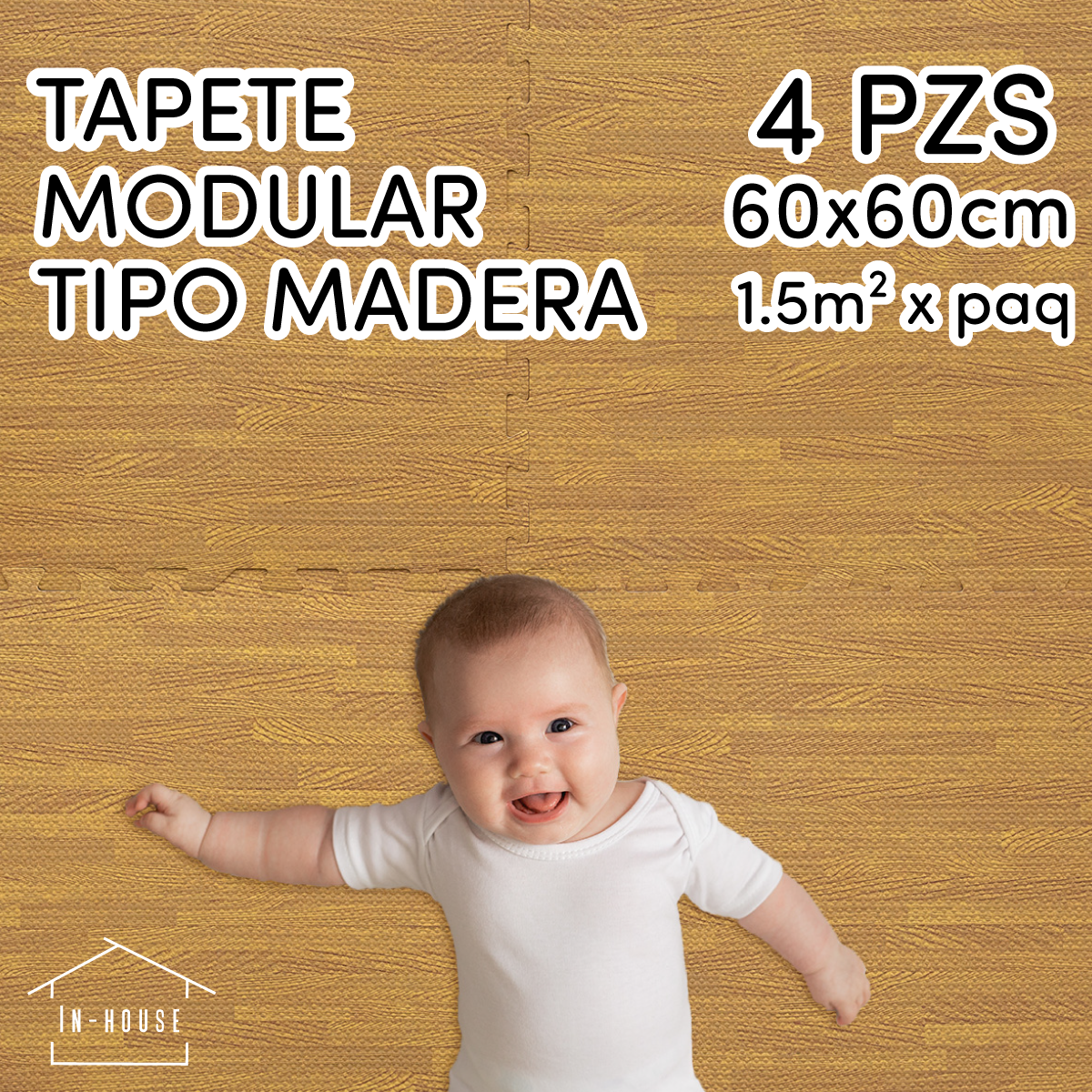 Set 4 Tapetes De Foamy Madera Clara