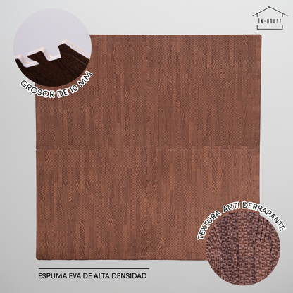 Set 4 Tapetes De Foamy Madera Nogal - Marchante MX