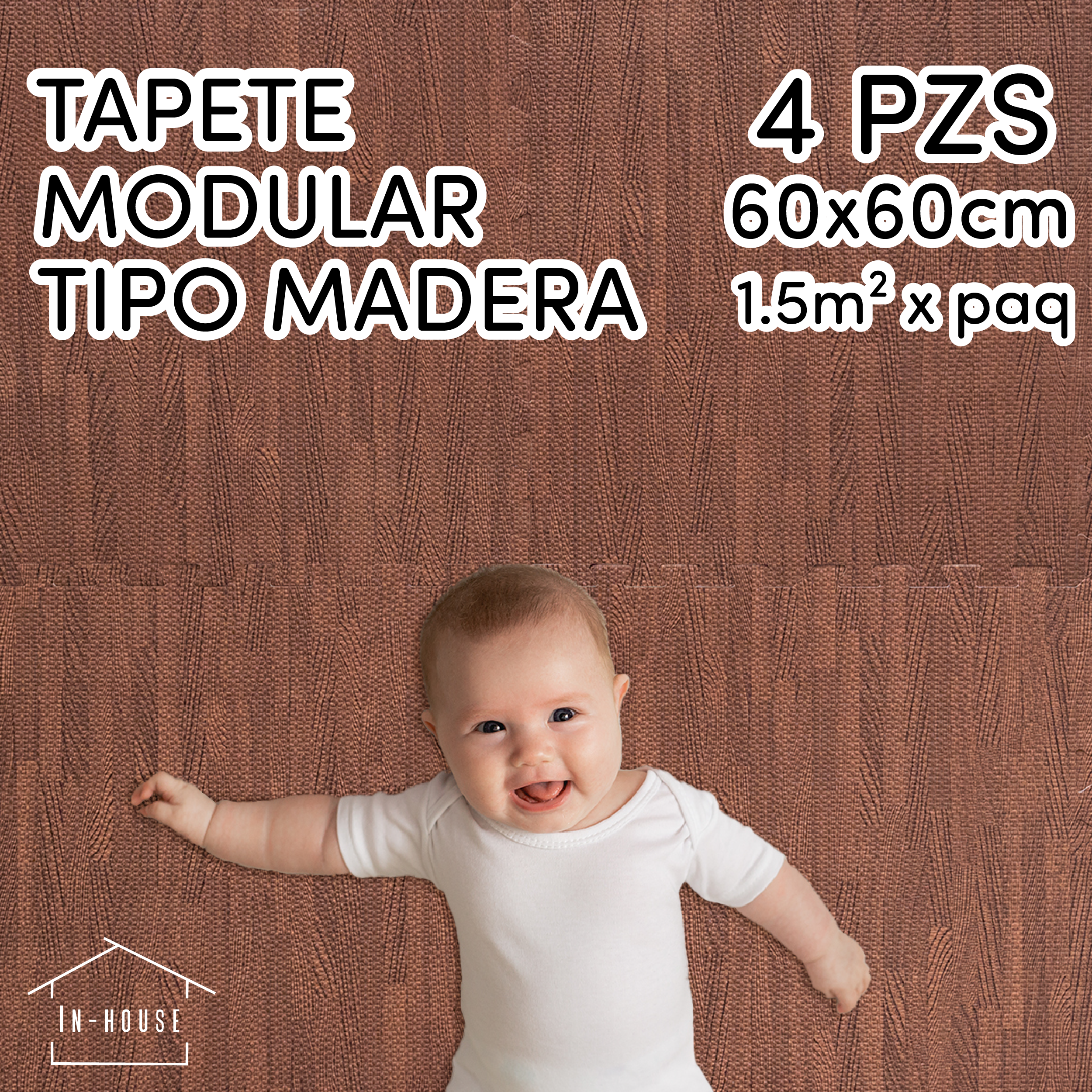 Set 4 Tapetes De Foamy Madera Nogal